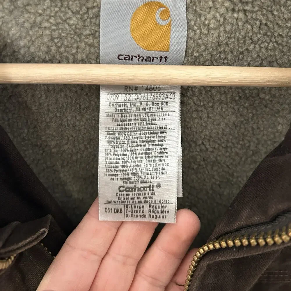 Vintage Carhartt Sherpa-Lined Ridge Jacket “Dark Brown” C61 - Picture 11 of 13